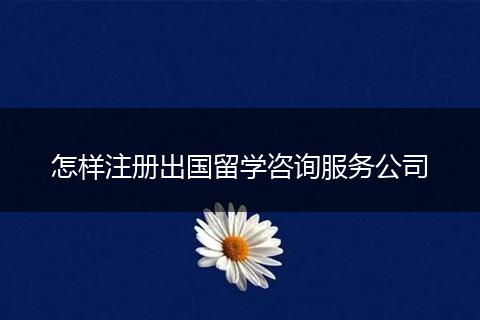 怎样注册出国留学咨询服务公司