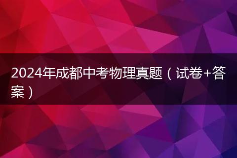 2024年成都中考物理真题（试卷+答案）