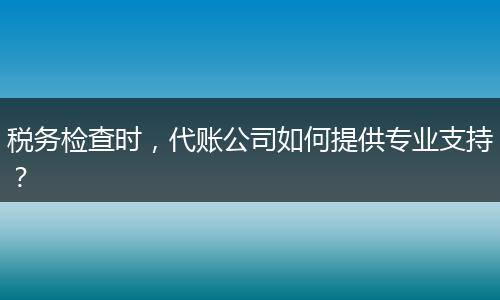 税务检查时，代账公司如何提供专业支持？