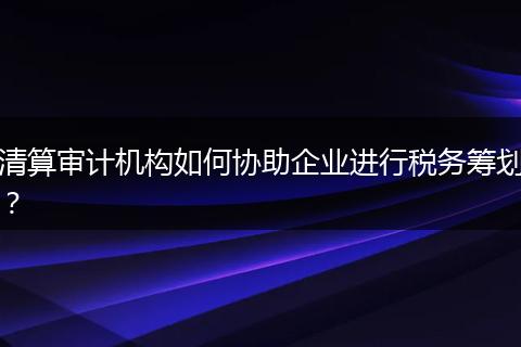 清算审计机构如何协助企业进行税务筹划？
