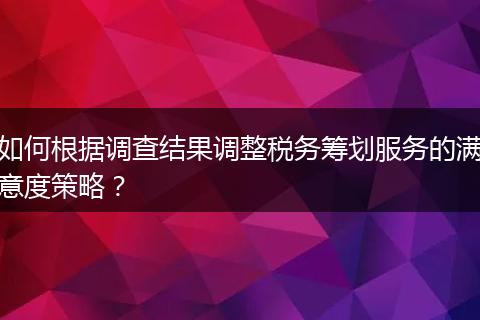 如何根据调查结果调整税务筹划服务的满意度策略？