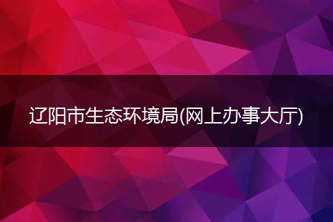 辽阳市生态环境局(网上办事大厅)
