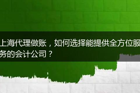 上海代理做账，如何选择能提供全方位服务的会计公司？