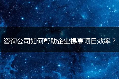 咨询公司如何帮助企业提高项目效率？