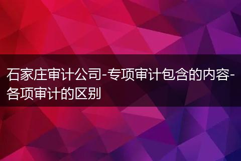 石家庄审计公司-专项审计包含的内容-各项审计的区别