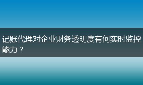 记账代理对企业财务透明度有何实时监控能力？