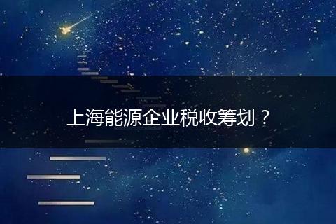 上海能源企业税收筹划？