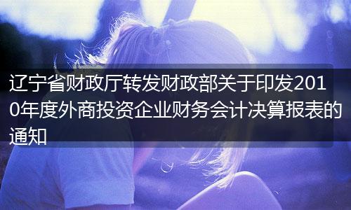 辽宁省财政厅转发财政部关于印发2010年度外商投资企业财务会计决算报表的通知