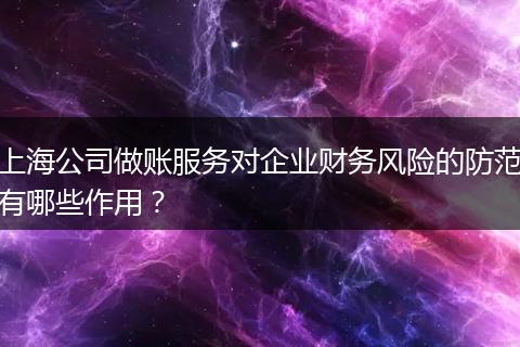 上海公司做账服务对企业财务风险的防范有哪些作用？