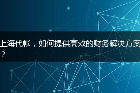 上海代帐，如何提供高效的财务解决方案？