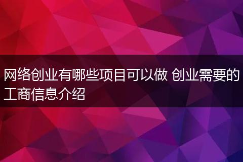 网络创业有哪些项目可以做 创业需要的工商信息介绍