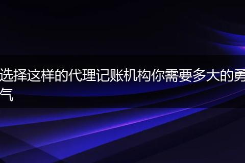 选择这样的代理记账机构你需要多大的勇气