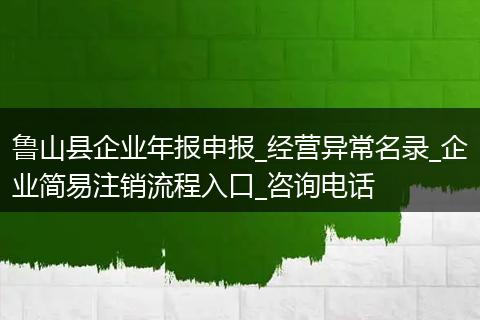 鲁山县企业年报申报_经营异常名录_企业简易注销流程入口_咨询电话