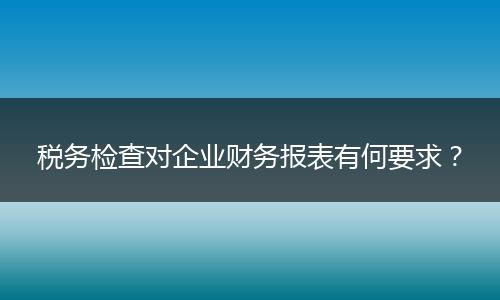 税务检查对企业财务报表有何要求？