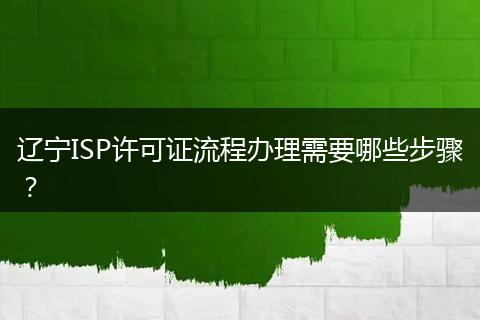 辽宁ISP许可证流程办理需要哪些步骤？