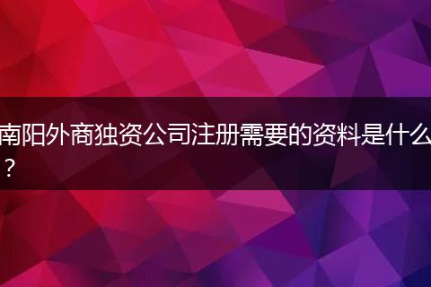 南阳外商独资公司注册需要的资料是什么？