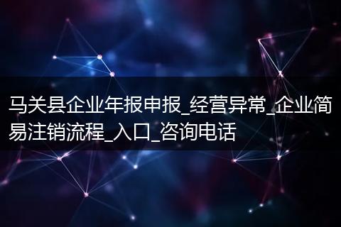马关县企业年报申报_经营异常_企业简易注销流程_入口_咨询电话