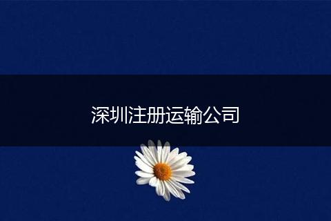 深圳注册运输公司