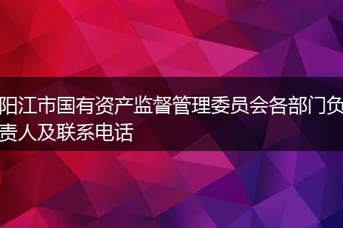 阳江市国有资产监督管理委员会各部门负责人及联系电话