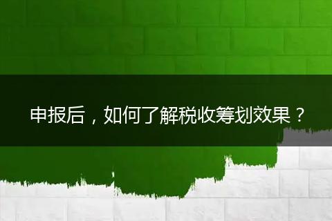 申报后，如何了解税收筹划效果？