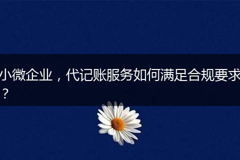 小微企业，代记账服务如何满足合规要求？