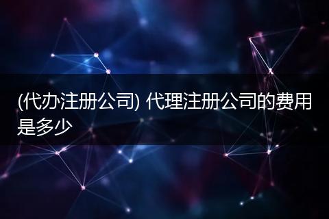 (代办注册公司) 代理注册公司的费用是多少