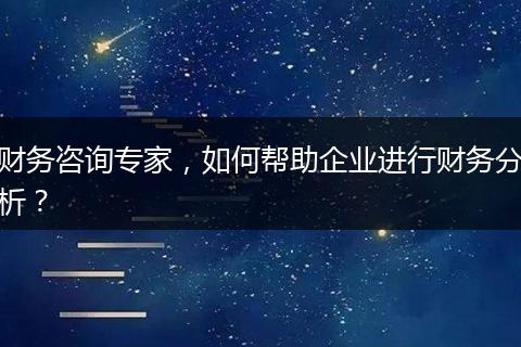 财务咨询专家，如何帮助企业进行财务分析？