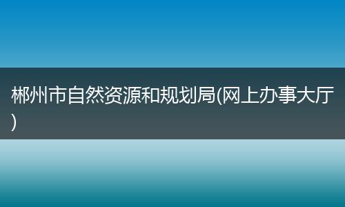 郴州市自然资源和规划局(网上办事大厅)