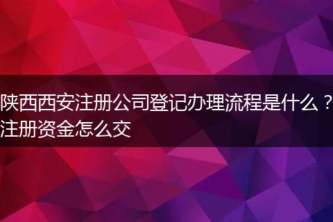 陕西西安注册公司登记办理流程是什么？注册资金怎么交