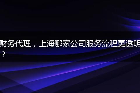财务代理，上海哪家公司服务流程更透明？