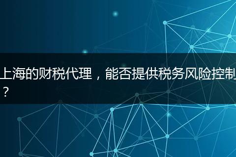 上海的财税代理，能否提供税务风险控制？