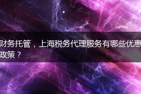 财务托管，上海税务代理服务有哪些优惠政策？