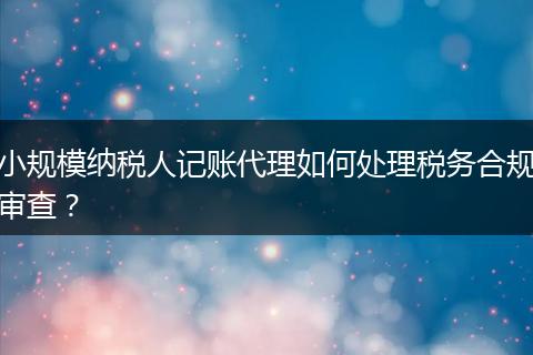 小规模纳税人记账代理如何处理税务合规审查？
