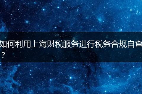 如何利用上海财税服务进行税务合规自查？