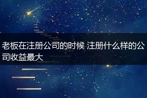 老板在注册公司的时候 注册什么样的公司收益最大
