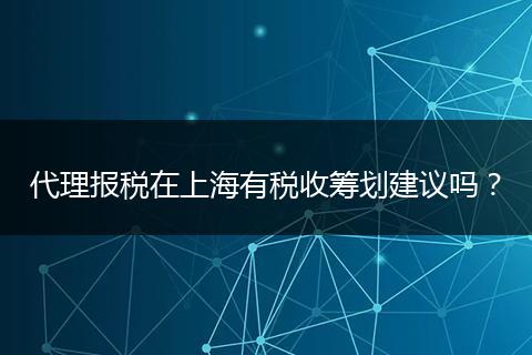 代理报税在上海有税收筹划建议吗？