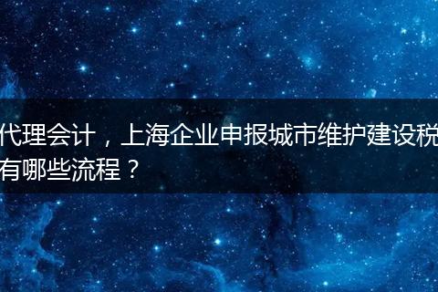 代理会计，上海企业申报城市维护建设税有哪些流程？