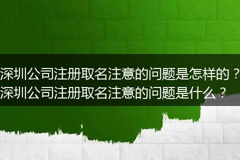 深圳公司注册取名注意的问题是怎样的?深圳公司注册取名注意的问题是什么?