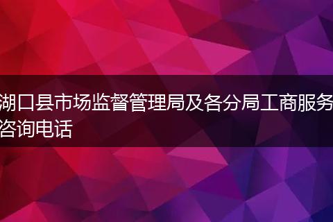湖口县市场监督管理局及各分局工商服务咨询电话