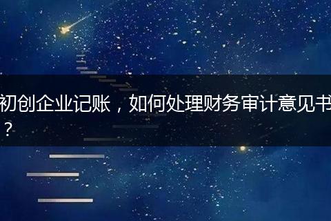 初创企业记账，如何处理财务审计意见书？