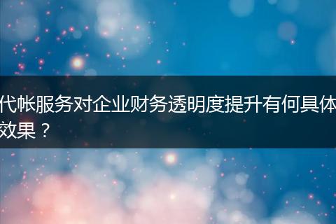代帐服务对企业财务透明度提升有何具体效果？