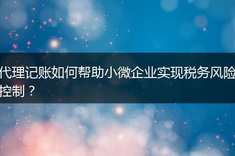 代理记账如何帮助小微企业实现税务风险控制？