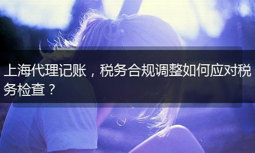 上海代理记账，税务合规调整如何应对税务检查？