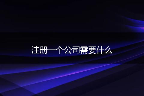 注册一个公司需要什么