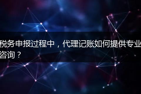 税务申报过程中，代理记账如何提供专业咨询？