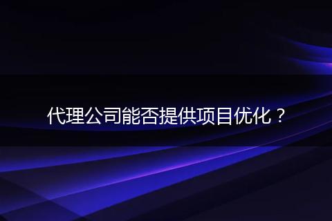 代理公司能否提供项目优化？