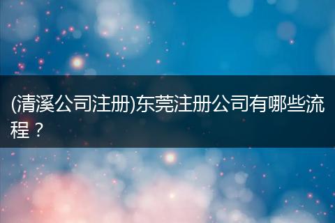 (清溪公司注册)东莞注册公司有哪些流程？