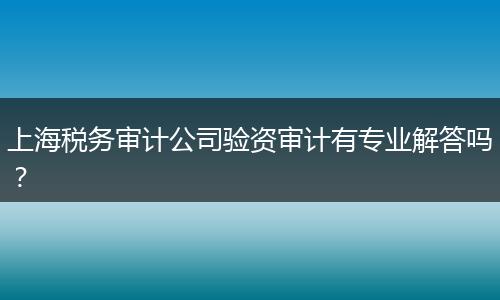 上海税务审计公司验资审计有专业解答吗？