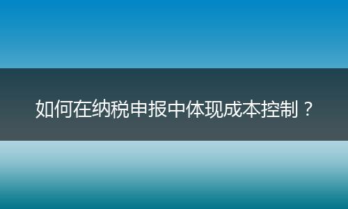 如何在纳税申报中体现成本控制？