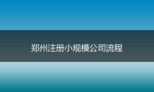 郑州注册小规模公司流程